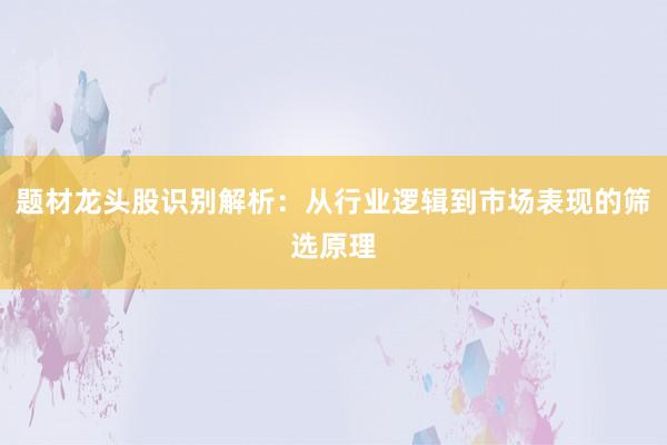 题材龙头股识别解析：从行业逻辑到市场表现的筛选原理