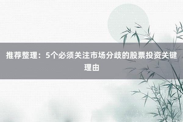 推荐整理：5个必须关注市场分歧的股票投资关键理由