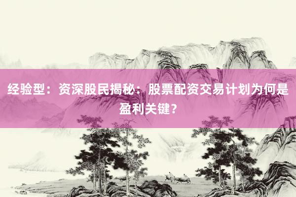 经验型：资深股民揭秘：股票配资交易计划为何是盈利关键？