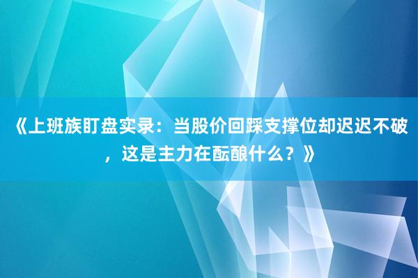 《上班族盯盘实录:当股价回踩支撑位却迟迟不破,这是主力在酝酿什么?》