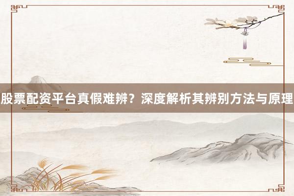 股票配资平台真假难辨？深度解析其辨别方法与原理