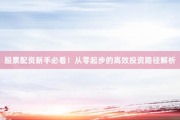 股票配资新手必看！从零起步的高效投资路径解析